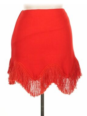 Vici Red Fringe Hem Mini Skirt - Women